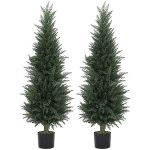 HOMCOM Set of 2 Decorative Artificial Plant, Fake Plants for Home Decor - 40 x 40 x 120 cm