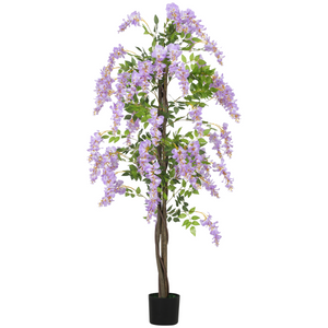 HOMCOM Artificial Wisteria Flower with 756 Leaves and 54 Flowers, Purple