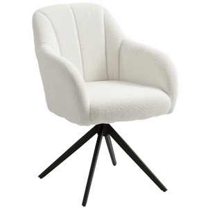 HOMCOM 360 Degree Swivel Accent Chair, Teddy Fleece Fabric Armchair, White