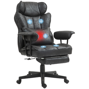 HOMCOM Massage Office Chair, Heated Reclining Desk Chair, Black