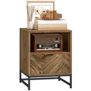 HOMCOM Bedside Table, Sofa Side Table with Drawer for Bedroom - Brown