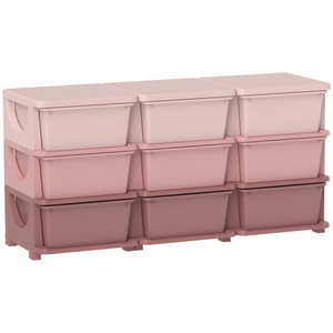 HOMCOM Kids Storage Units with Drawers 3 or 4 Tier Chest Dresser Tower Blue - Pink / 113 x 37 x 56.5 cm