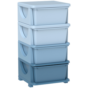HOMCOM Kids Storage Units with Drawers 3 or 4 Tier Chest Dresser Tower Blue - Blue / 37 x 37 x 76 cm