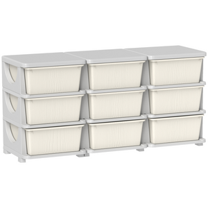 HOMCOM Kids Storage Units with Drawers 3 or 4 Tier Chest Dresser Tower Blue - Cream / 113 x 37 x 56.5 cm