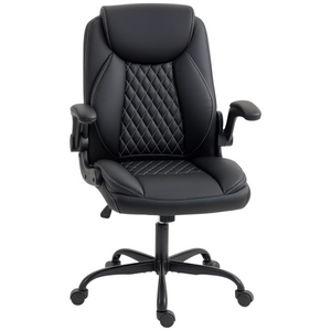 HOMCOM PU Leather Office Desk Chair with Thick Cushion - Black