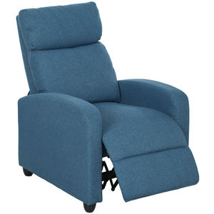 HOMCOM Linen Fabric Reclining Chair with Padded Seat, Blue - Blue