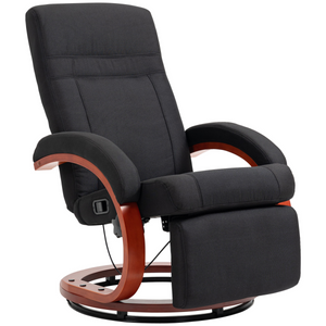 HOMCOM Manual Recliner Swivel Reclining Chair with Footrest Armrests - Black