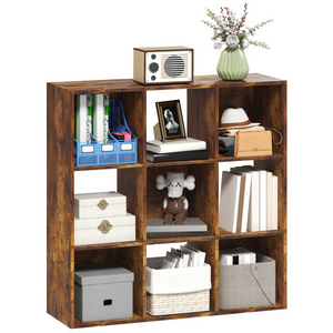 HOMCOM Storage Cupboard Bookcase Bookshelf Home Office - Rustic Brown