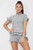 Diamond Frilled Edge Short Co-Ord Set - Grey / One Size UK Fit (Upto 14)