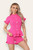 Diamond Frilled Edge Short Co-Ord Set - Fuschia / One Size UK Fit (Upto 14)