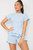 Diamond Frilled Edge Short Co-Ord Set - Sky Blue / One Size UK Fit (Upto 14)