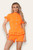 Diamond Frilled Edge Short Co-Ord Set - Orange / One Size UK Fit (Upto 14)