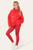 Oversized Ruched Sleeves Hoodie With Satin Ribbon - Red