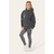 Ruched Sleeves Plus Size Hoodie with Satin Ribbon - Stylish Comfort - Charcoal / Plus Size UK Fits