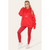 Ruched Sleeves Plus Size Hoodie with Satin Ribbon - Stylish Comfort - Red / Plus Size UK Fits