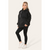 Ruched Sleeves Plus Size Hoodie with Satin Ribbon - Stylish Comfort - Black / Plus Size UK Fits