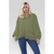 Stylish Oversized Cropped Knitted Cardigan with Balloon Pockets - Khaki / One Size UK Fits