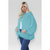 Stylish Oversized Cropped Knitted Cardigan with Balloon Pockets - Turquoise / Aqua / One Size UK Fits