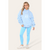 Stylish Plus Size Ruched Sleeve Hoodie with Satin Ribbon - Comfortable & Warm - Sky Blue / M/L