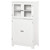 Bathroom Floor Storage Cabinet with Glass Doors - White