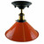 Vintage Industrial Metal Cone Shade Flush Mount Ceiling Light Indoor Fittings - With Bulb / Orange