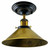 Retro Industrial Ceiling Light - Metal Cone Shade - Indoor Lighting - With Bulb / Brushed Brass