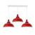 Industrial Vintage Loft Kitchen Bar 3 Lights Fittings Ceiling Curvy Metal E27 - with bulb / Red, White