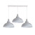 Industrial Vintage Loft Kitchen Bar 3 Lights Fittings Ceiling Curvy Metal E27 - with bulb / White