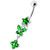 Fancy  Multi Flower Jeweled Dangling Navel Ring - Emerald