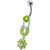 Fancy  Silver Star Round Shape Dangling Belly Ring - Peridot