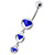 Fancy  Studded Dangling Navel Belly Ring - Dark Blue
