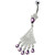 Fancy Chendelier White Jeweled Dangling Navel Curved Ring - Purple