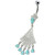 Fancy Chendelier White Jeweled Dangling Navel Curved Ring - Aqua