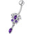 Fancy Dangling Jeweled Banana Bar Navel Ring - Purple