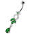 Fancy Jeweled Dangling Navel Belly Ring - Emerald