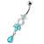 Fancy Jeweled Dangling Navel Belly Ring - Aqua