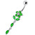 Fancy Jeweled Flower Dangling Banana Bar Navel Ring - Emerald