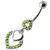 Fancy Jeweled Multi Heart Dangling Navel Ring - Peridot