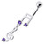 Fancy Jeweled Silver music Dangling Curved Bar Navel Ring - Purple