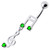 Fancy Jeweled Silver music Dangling Curved Bar Navel Ring - Emerald
