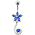 Fancy Jeweled Star Tail Dangling Belly Ring - Dark Blue