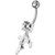 Fancy Jeweled With Single Stone Dangling Belly Ring - Clear