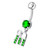 Fancy Jewelled "Lock & Key" Dangling Belly Ring - Emerald
