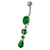 Fancy Single CZ Jeweled Dangling Navel Belly Body Jewelry Ring - Emerald