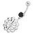 Fancy Single Stone Jeweled Dangling Belly Ring - Black