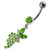 Fancy grapes Jeweled Dangling Curved Bar Belly Ring - Peridot