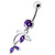 Jeweled Dolphin Dangling Navel Banana Ring - Purple