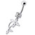 Jeweled Dolphin Dangling Navel Banana Ring - Clear