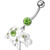 Jeweled Elephant Dangling Belly Ring - Peridot
