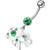 Jeweled Elephant Dangling Belly Ring - Emerald